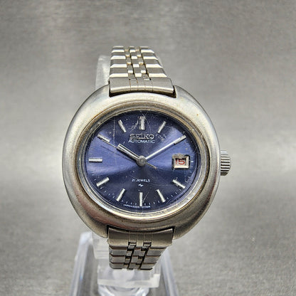 VTG Seiko Automatic Watch Women 27mm Blue Dial Steel Daydate 22057000 PARTS0
