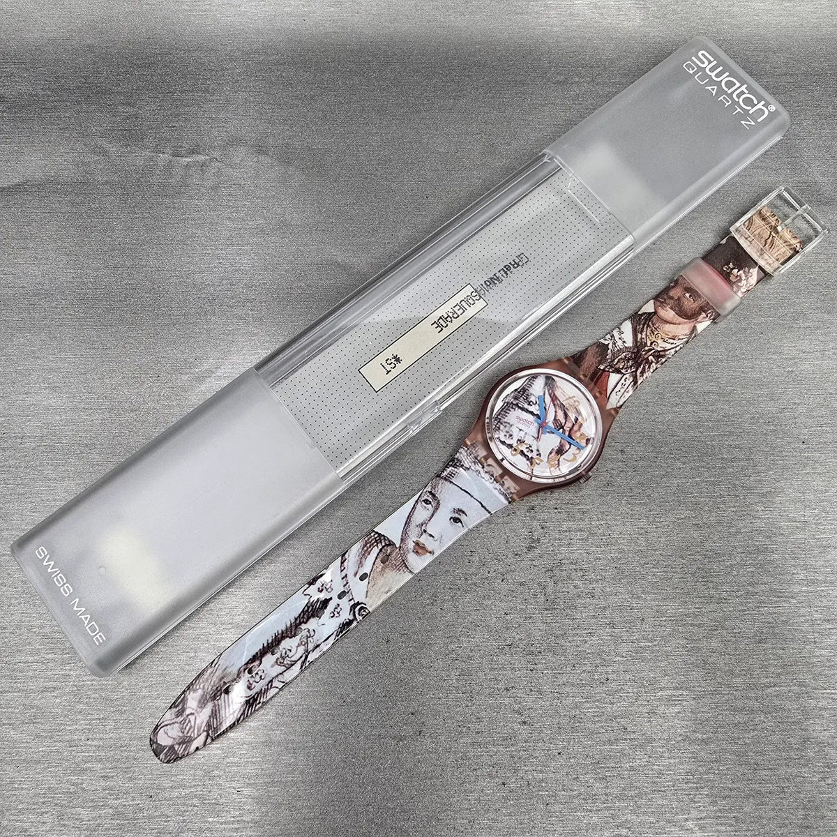 Swatch Masquerade Watch Men 34mm White Dial Pink Case GP105 New Battery NOS READ16