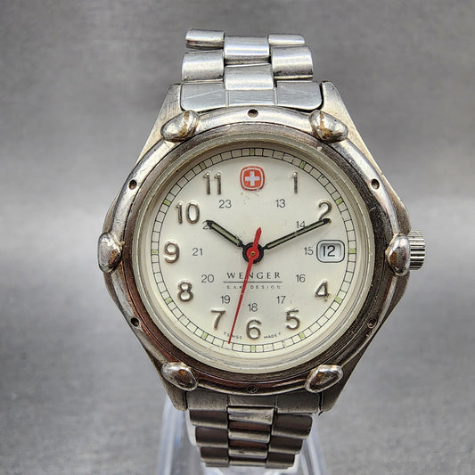 Wenger SAK Design Watch Women 29mm White Dial Steel Date Round New Battery0