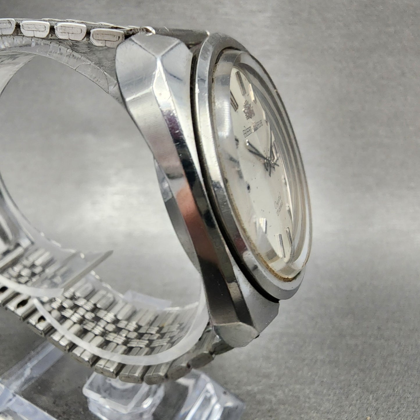 Orient AAA Deluxe Watch Men 37mm White Dial Silver Tone Daydate Cushion PARTS3