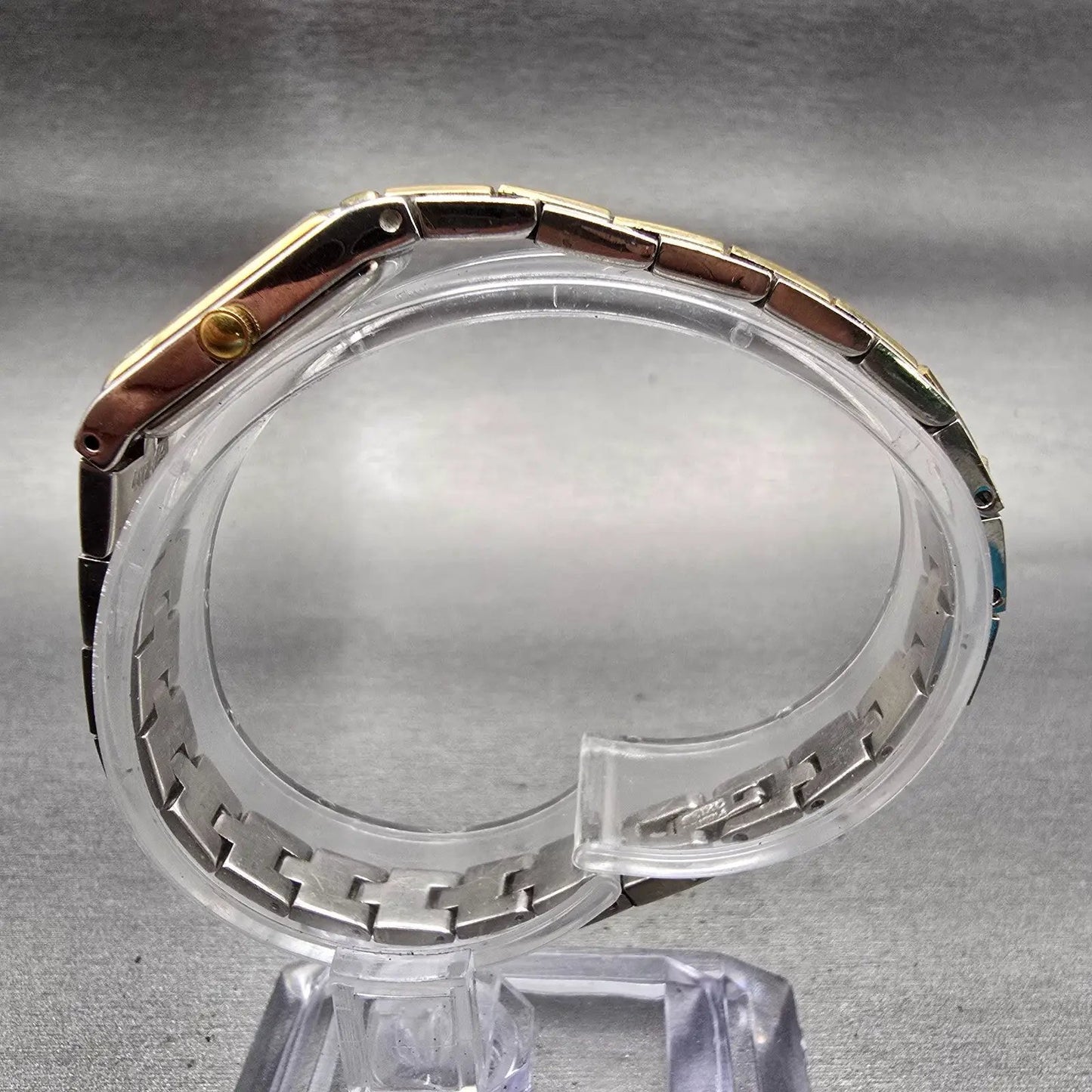 Seiko Watch Women 13mm Black Dial Two Tone Rectangle 2E20-7479 New Battery VTG6