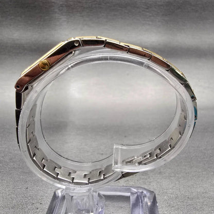 Seiko Watch Women 13mm Black Dial Two Tone Rectangle 2E20-7479 New Battery VTG6
