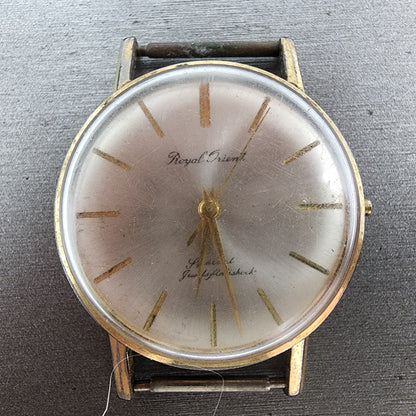 Royal Orient Watch Men 35mm Silver Dial Gold Tone 23 Jewels Manual WindPARTS2