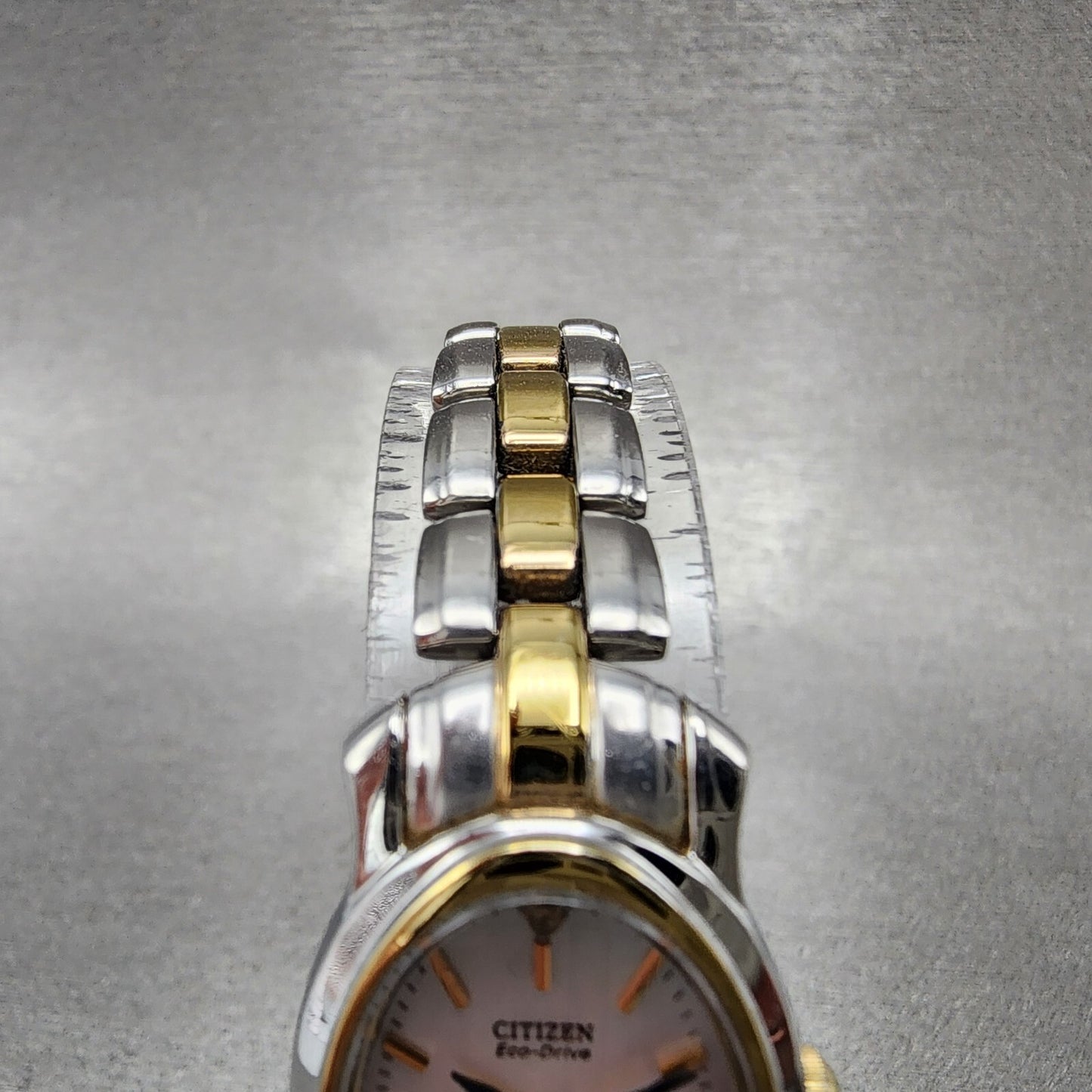 Citizen EcoDrive Watch Women 19mm MOP Dial Two Tone Oval E033K006520 Runs4