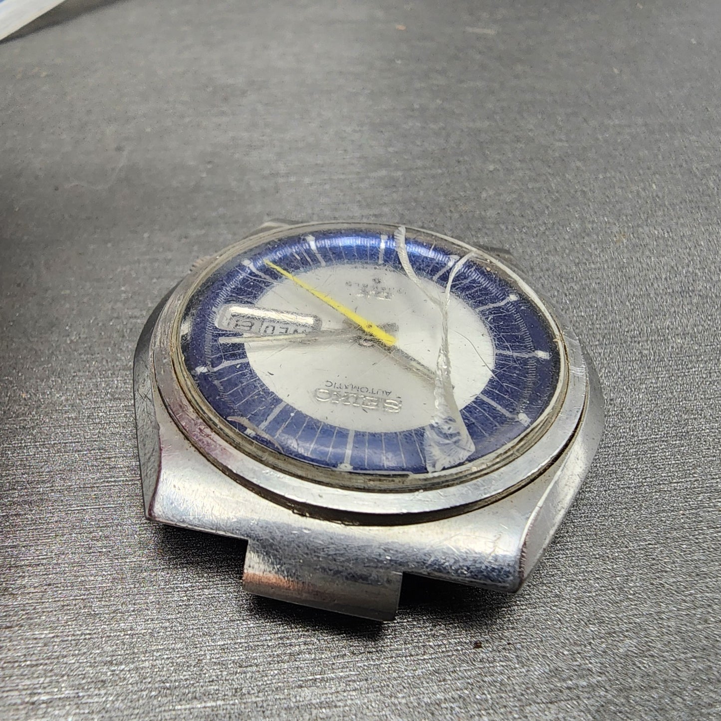 Seiko Automatic DX Watch Men 38mm Silver & Blue Dial Silver Tone Daydate PARTS5