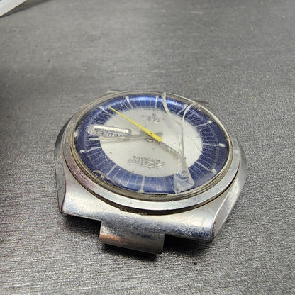 Seiko Automatic DX Watch Men 38mm Silver & Blue Dial Silver Tone Daydate PARTS5