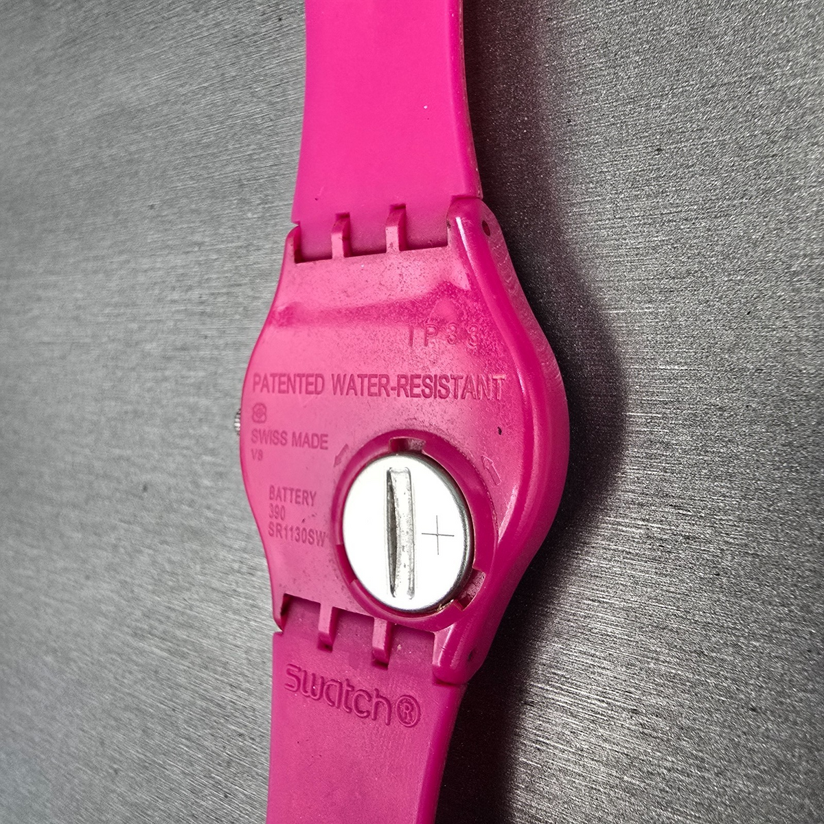 Swatch Deep Pink Watch Men 34mm Pink Dial Pink Tone Round GP139 New Battery READ11