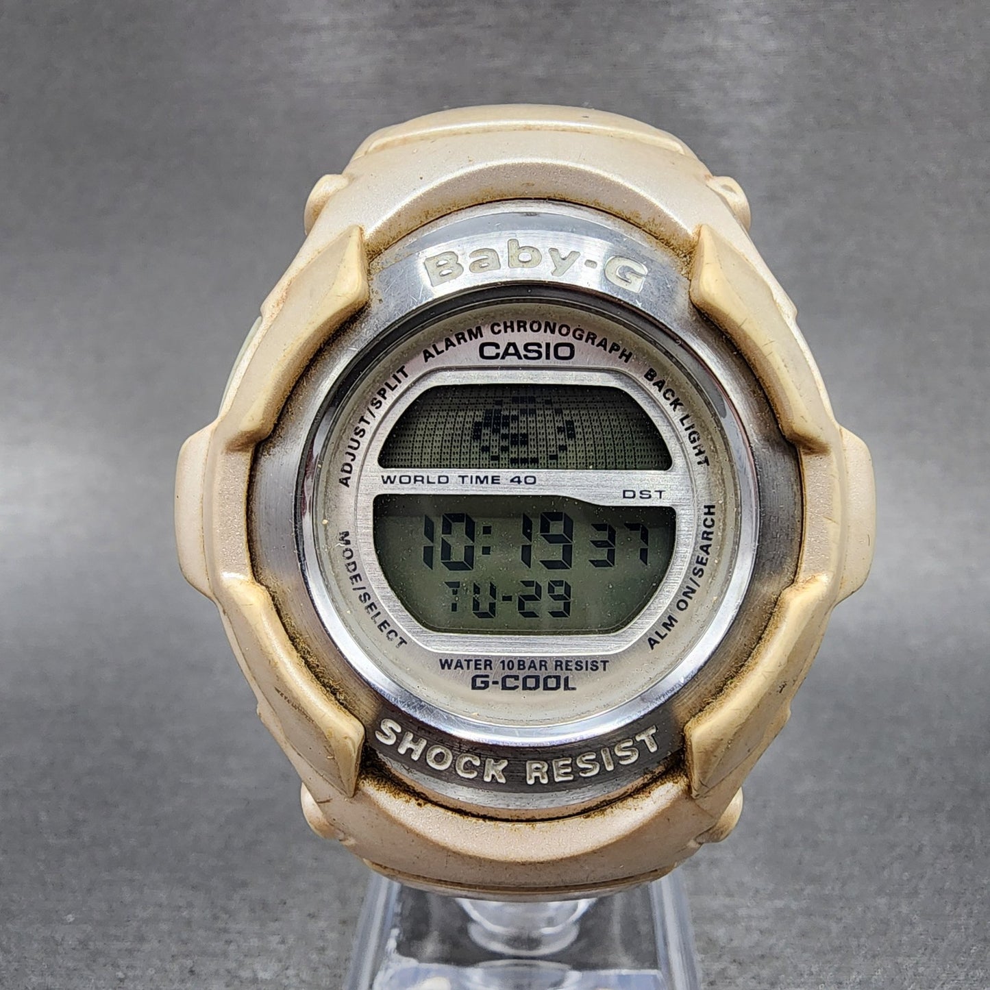 Casio BabyG BGC110 Watch Women 42mm Digital White Tone Round Alarm New Battery0