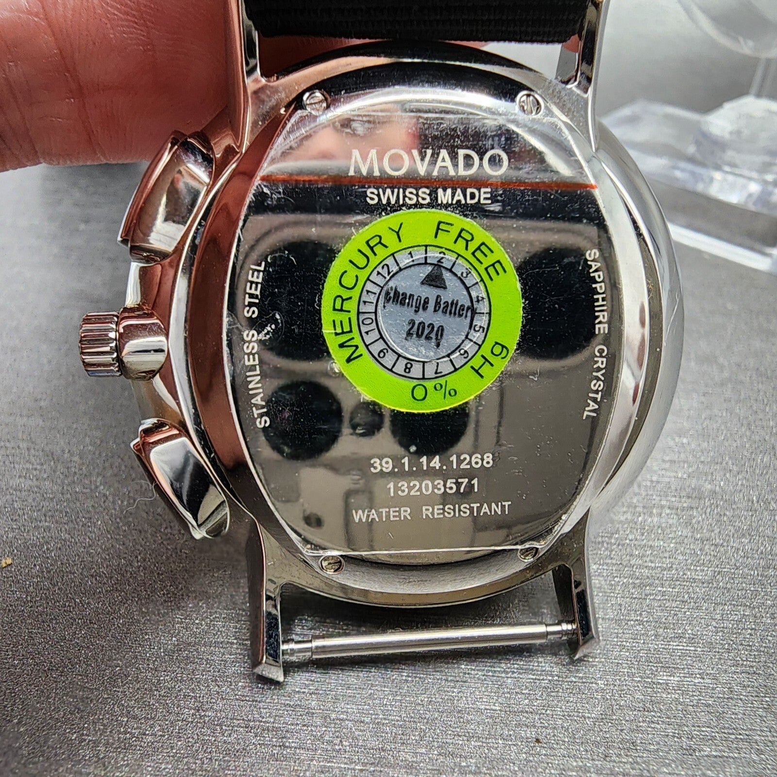 Movado Chronograhp Watch Men 42mm Black Dial Steel Date Round 0606886 New Batt10