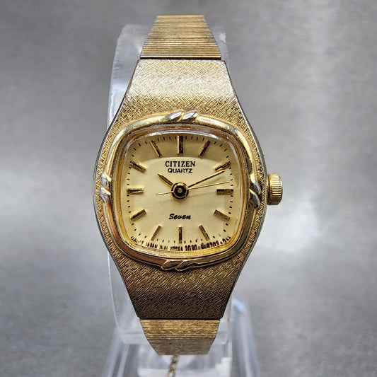 Citizen Seven Watch Women 18mm Champagne Dial Gold Tone 2030202791 New Battery0