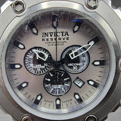 Invicta Sub Aqua Reserve Chronograph Watch Men 52mm Gray Dial Silver New Battery1