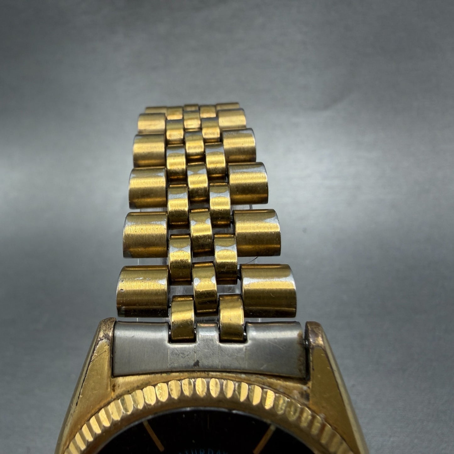 Seiko President Watch Men 36mm Black Dial Gold Tone Daydate 7n43-8119 PARTS VTG5