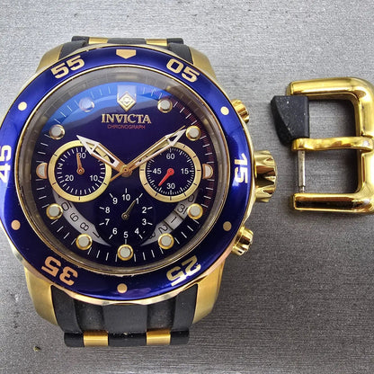 Invicta Pro Diver Chronograph Watch Men 48mm Blue Dial Gold Tone 21929 PARTS2
