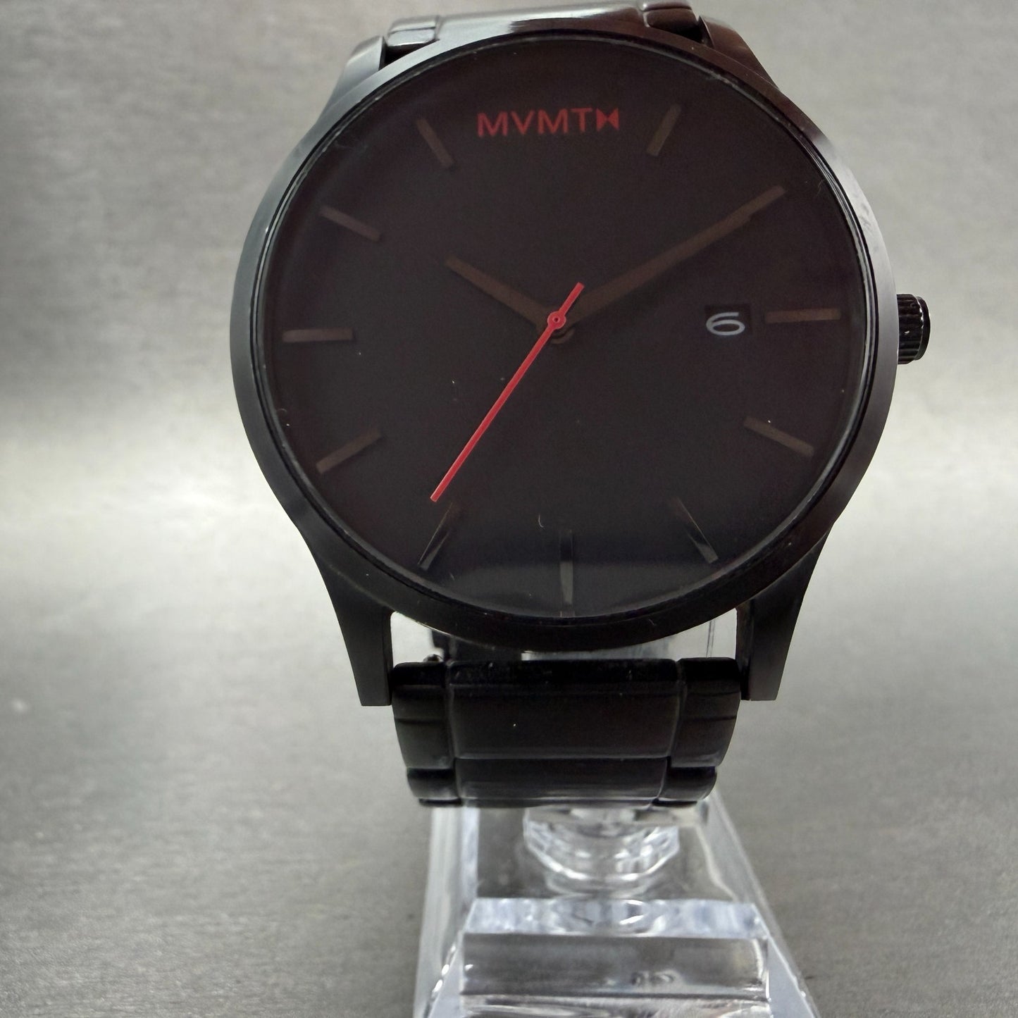 MVMT Watch Men 45mm Black Dial Black Tone Date Round Leather New battery ABCD5