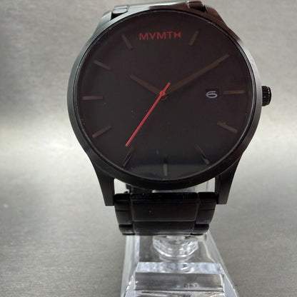 MVMT Watch Men 45mm Black Dial Black Tone Date Round Leather New battery ABCD5