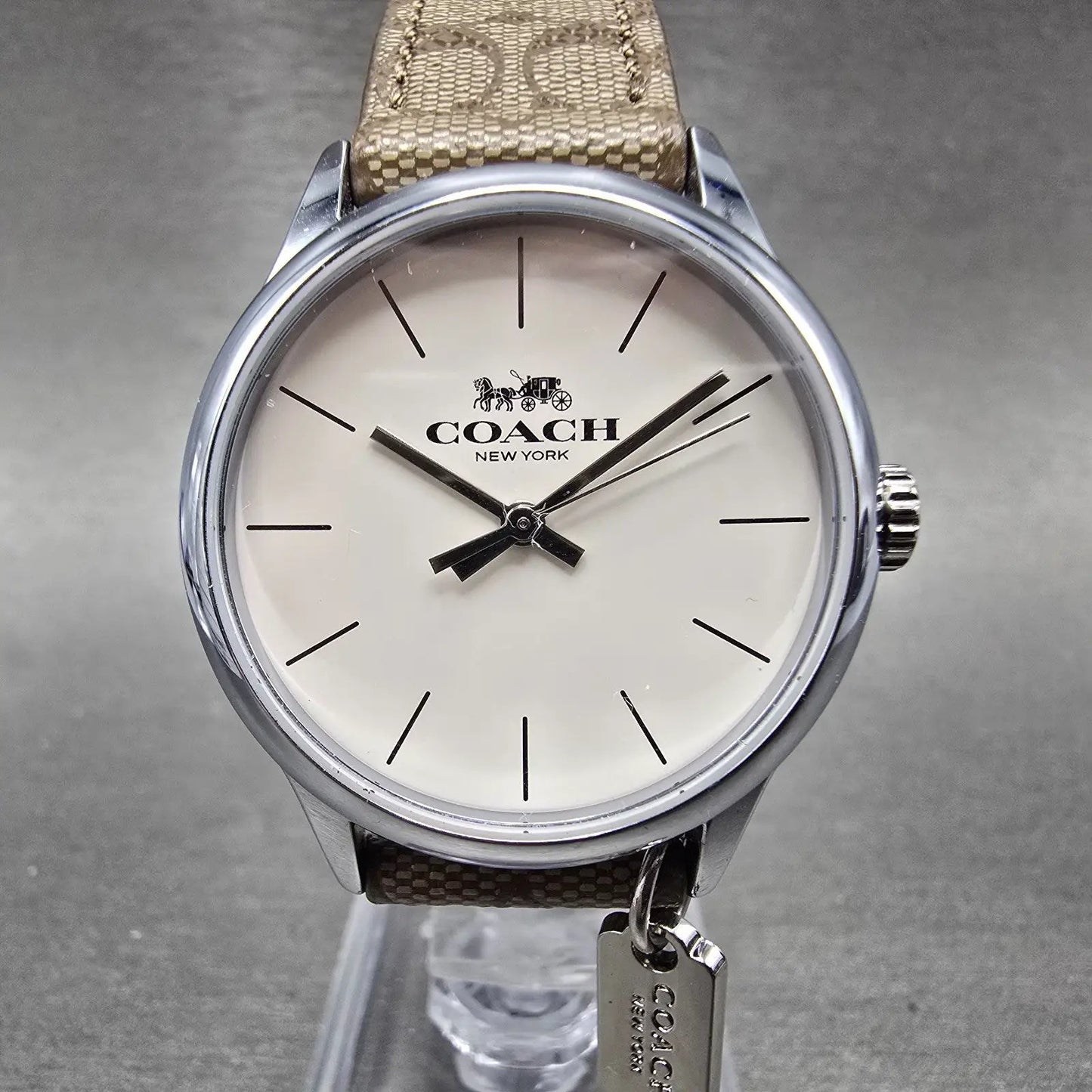 Coach Ruby Watch Women 32mm Cream Dial Silver Tone Round New Battery0