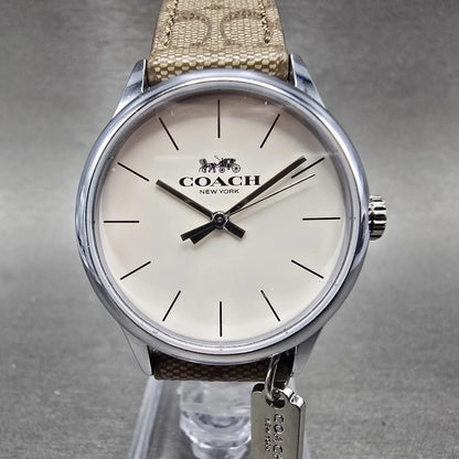 Coach Ruby Watch Women 32mm Cream Dial Silver Tone Round New Battery0