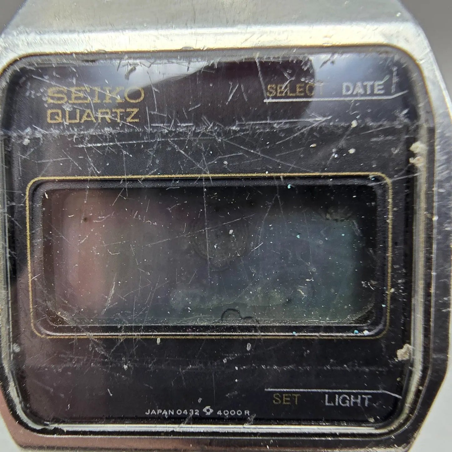 Seiko 0432-4000 Watch Men 33mm Black Dial Silver Tone Octagon Vintage LCD PARTS2