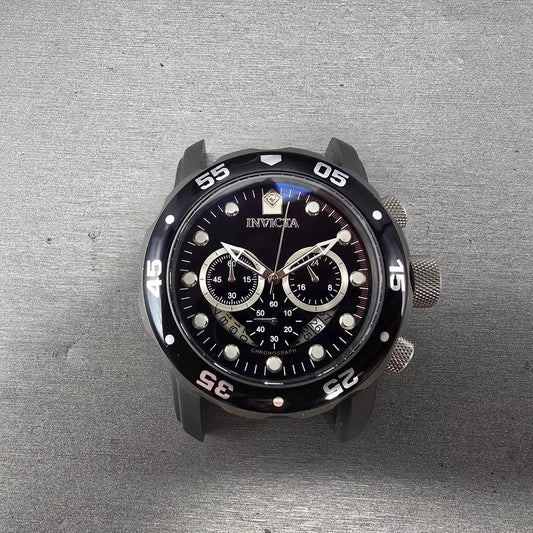 Invicta TI-22 Chronograph Watch Men 48mm Black Dial Titanium Date Round New Batt0