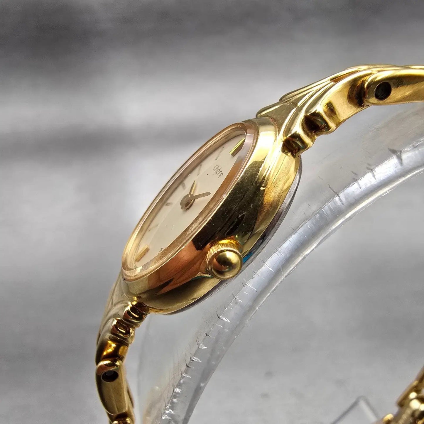 Citizen Chere Watch Women 15mm Champagne Dial Gold Tone Oval 4520-E50366 New Bat2