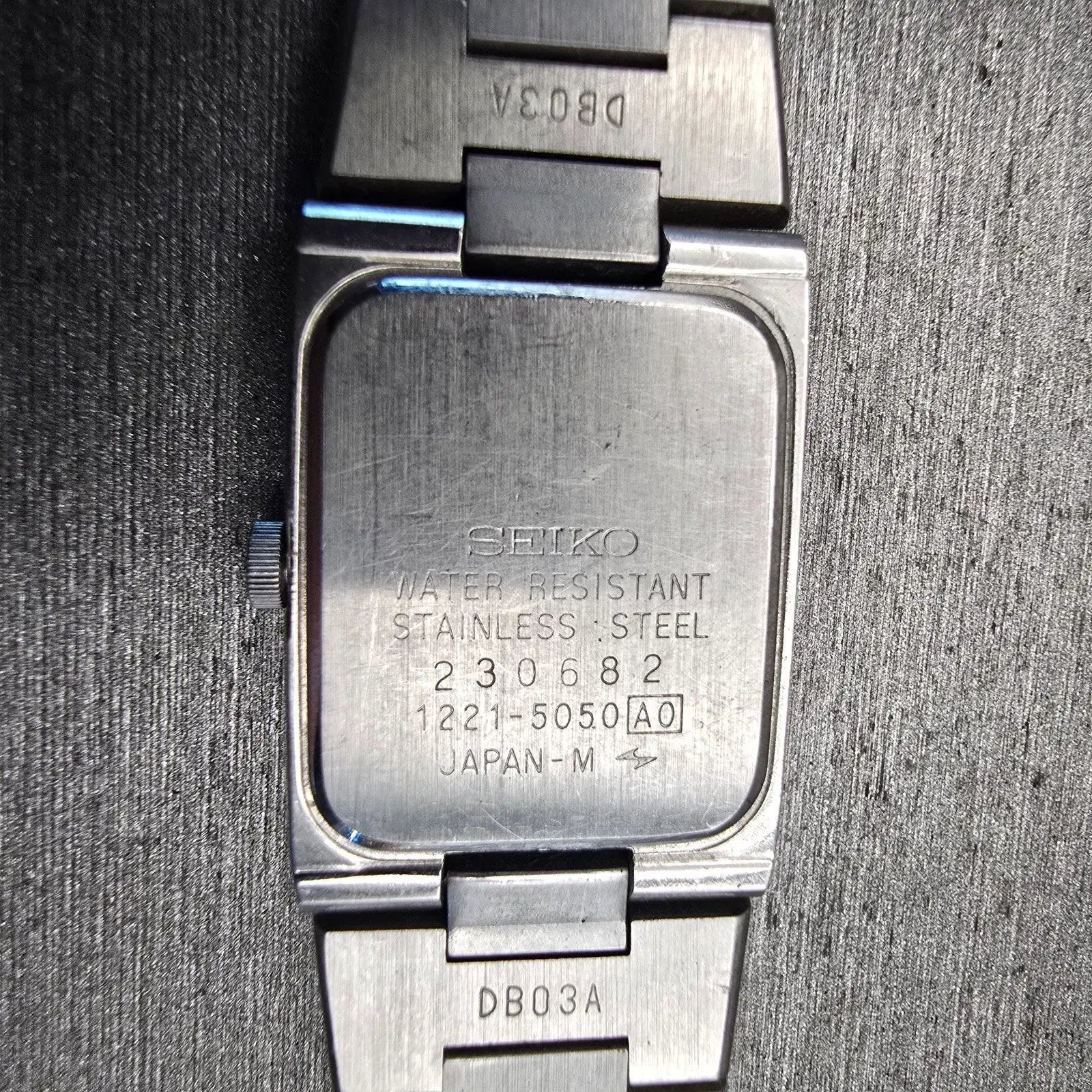 Seiko Tank Watch Women 19mm Gray Dial Silver Tone Rectangle 1221-5050 New Batt10