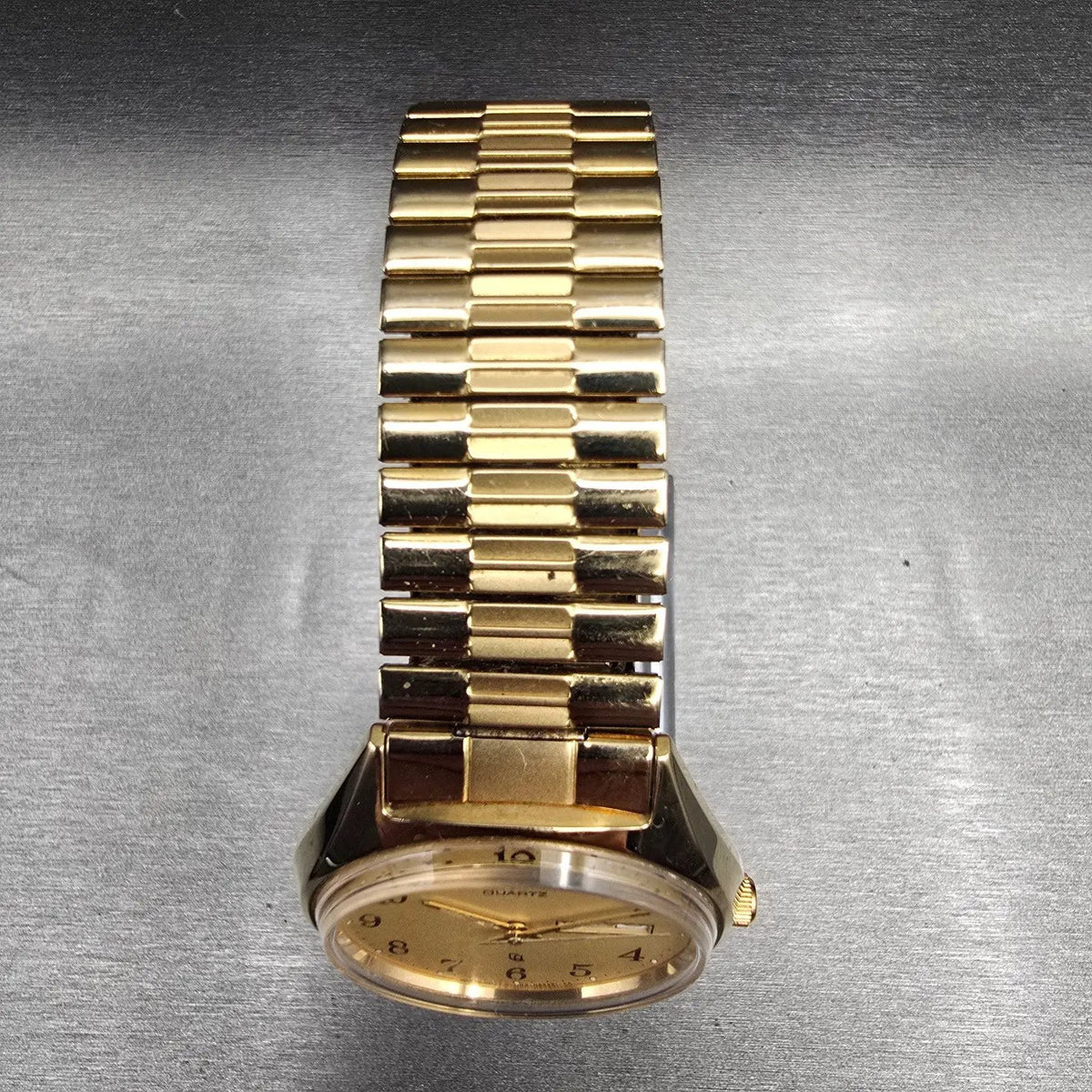 Citizen CQ Mens Watch 36mm Gold Dial Gold Tone Daydate 1100-S63812 New Battery4