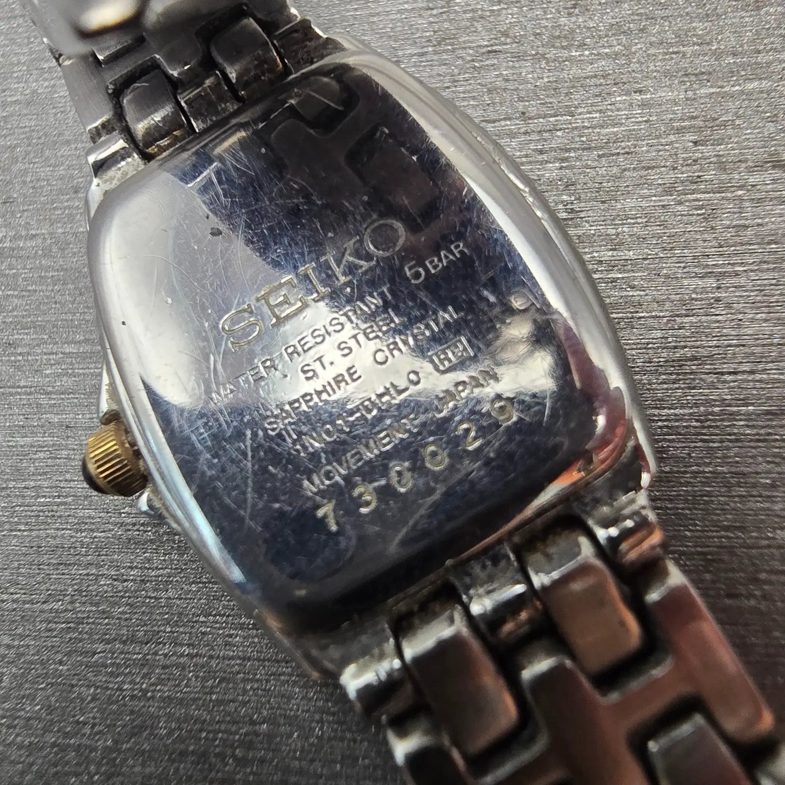 Seiko Watch Women 19mm MOP Dial Silver Tone Rectangle 1N01-0HL0 New Battery VTG10
