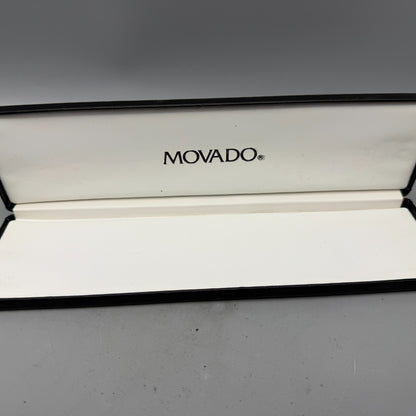 Movado Presentation Watch Box Case Black Faux Leather Gold Rectangle 1990s 80s2