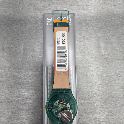 Swatch Poncho Watch Men 34mm Cream Dial Green Case GM122 New Battery NOS10