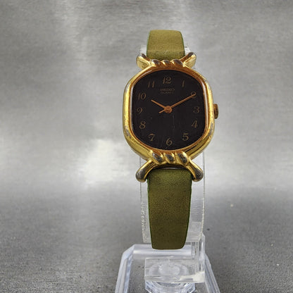 Seiko Watch Women 21mm Black Dial Gold Tone Oval 26215230 New Battery5