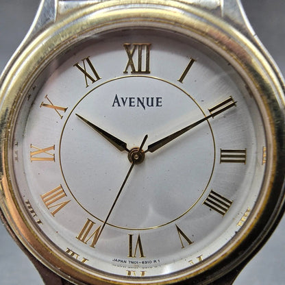 Seiko Avenue Watch Men 32 White Dial Two Tone Round 7N01-626A Bracelet PARTS2