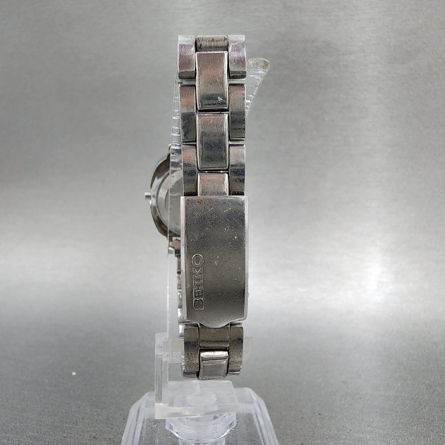Seiko Seikomatic Lady Watch Women 24mm Black Dial Silver Tone Date Runs READ!!7