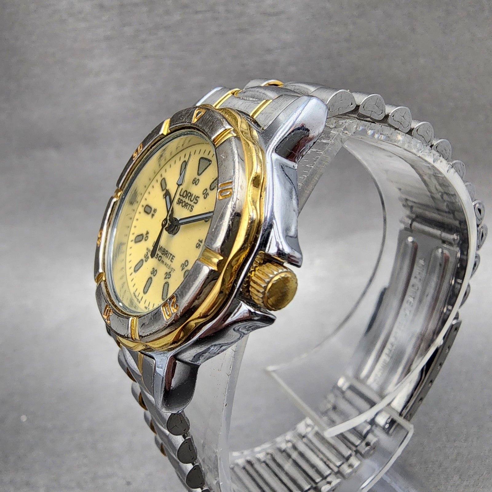 Seiko Lorus Sports Lumibrite Dive Watch Women 28mm Luminous Dial TwoTone NewBat2