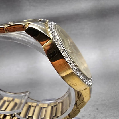 Citizen Watch Women 35mm Gold Dial Gold Tone Gemmed Round 1032-S086248 New Batt3