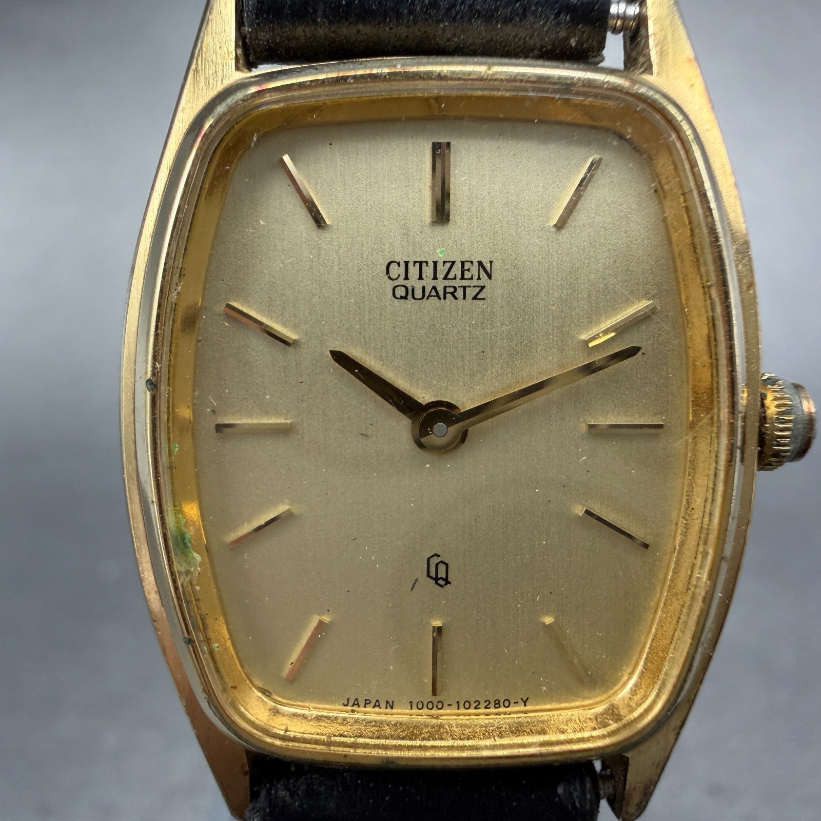 Citizen CQ Tank Watch Women 22mm Champagne Dial Gold Tone Rectangle New Battery1