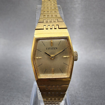 Citizen Watch Women 18mm Gold Dial Gold Tone Hexagon 860549 Manual Runs VTG0