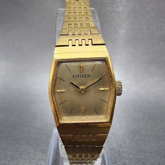 Citizen Watch Women 18mm Gold Dial Gold Tone Hexagon 860549 Manual Runs VTG0