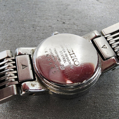 Seiko Watch Women 20mm Black Dial Silver Tone Round 1n000hm0 New Battery9