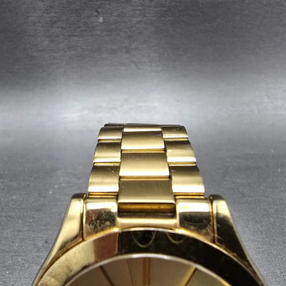 Michael Kors Runway Watch Women 42mm Champagne Dial Gold Tone MK-3179 New Batt O4