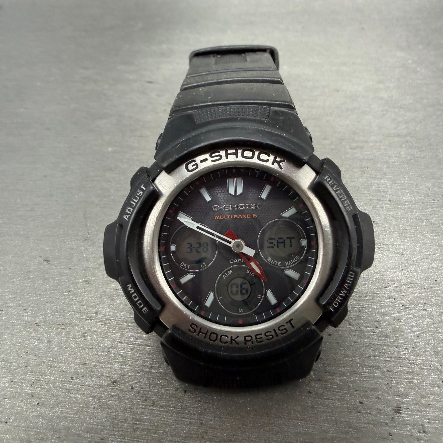 Casio G-Shock AWG-M100 Watch Men 49mm Gray Dial Black Tone Solar Works READ!!!0