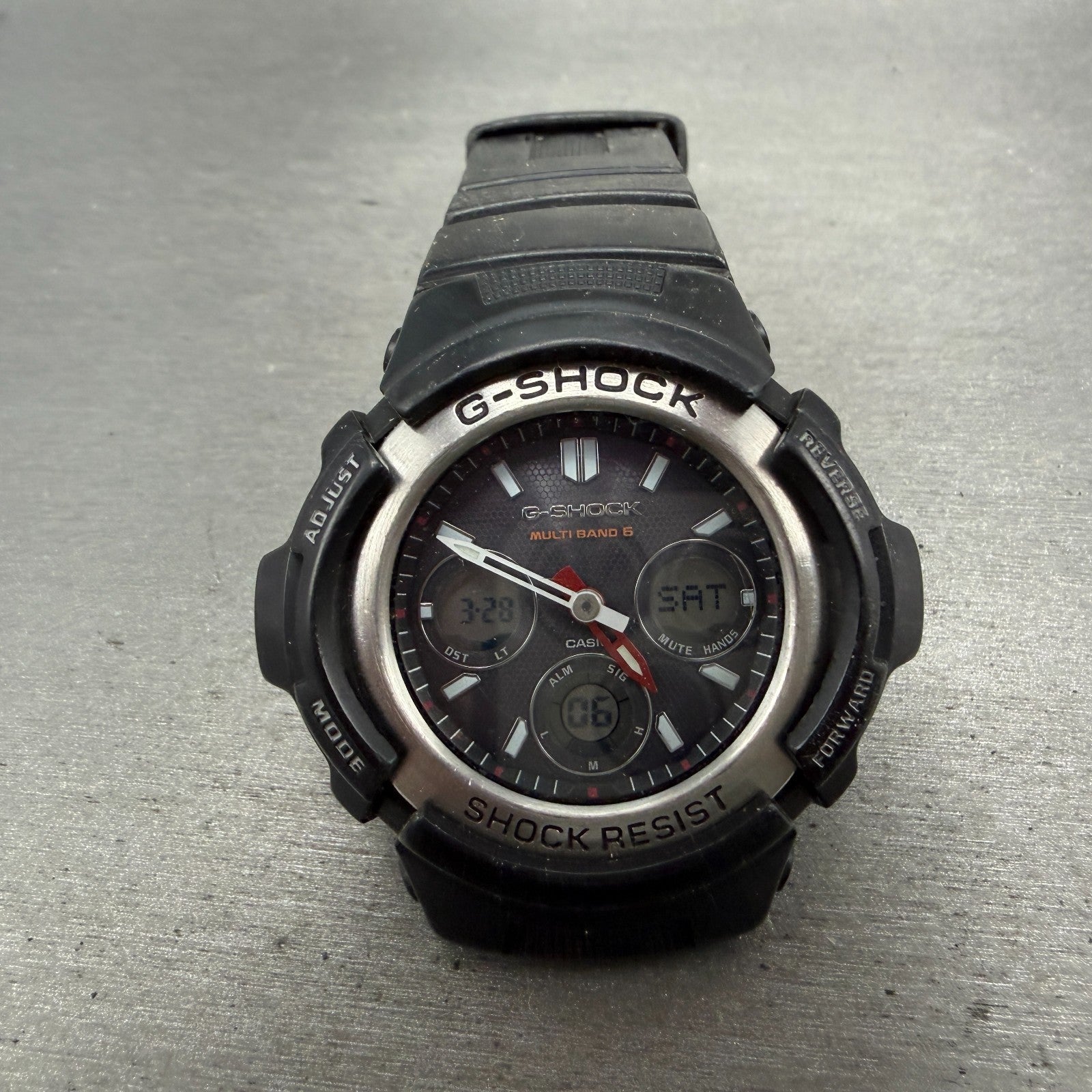 Casio G-Shock AWG-M100 Watch Men 49mm Gray Dial Black Tone Solar Works READ!!!0
