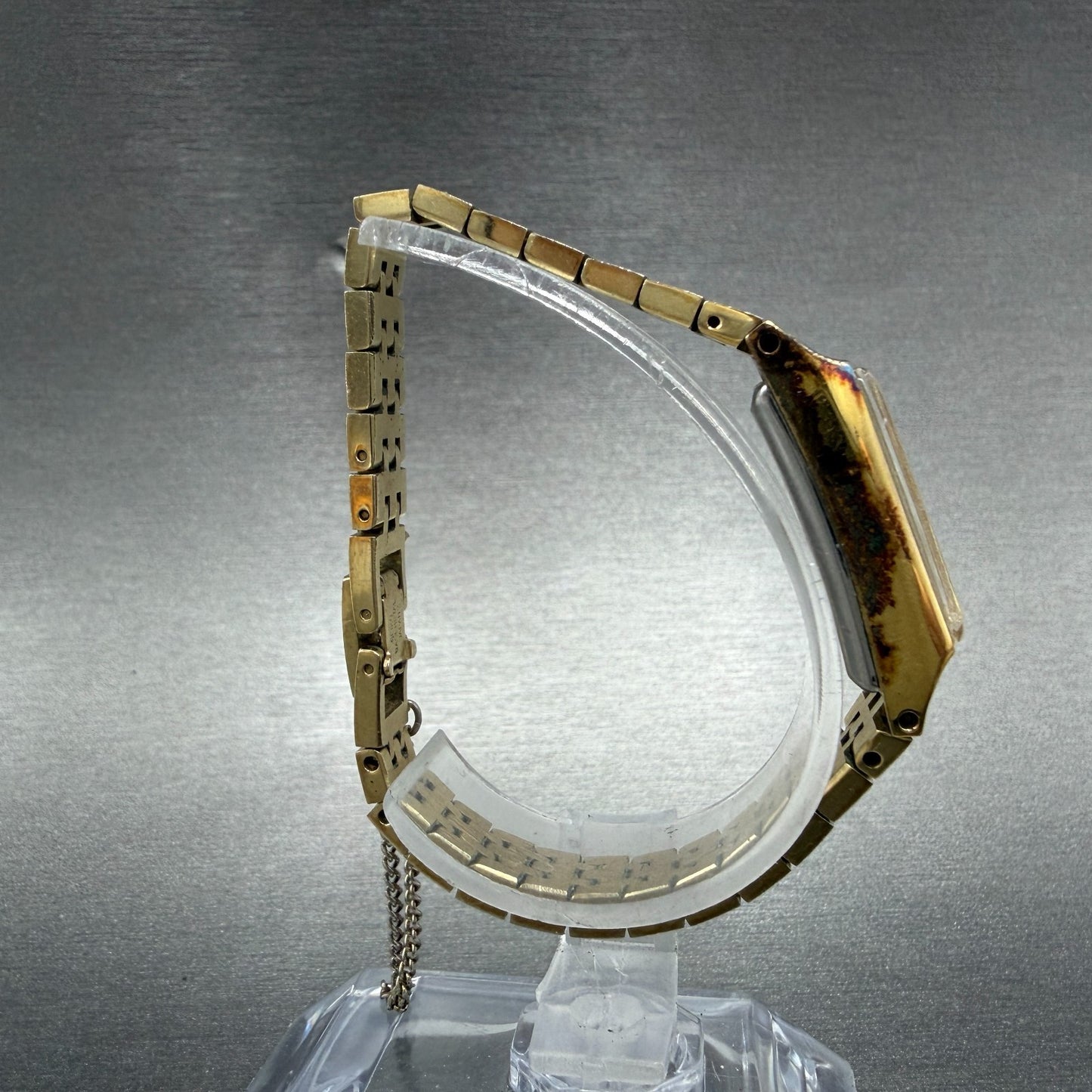 Seiko Tank Watch Women 12mm Champagne Dial Gold Tone Rectangle Manual Wind Runs58