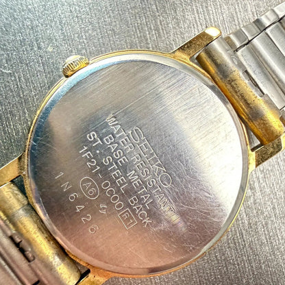 Seiko Watch Women 23mm White Dial Gold Tone Round 1F21-0C00 New Battery Vintage10