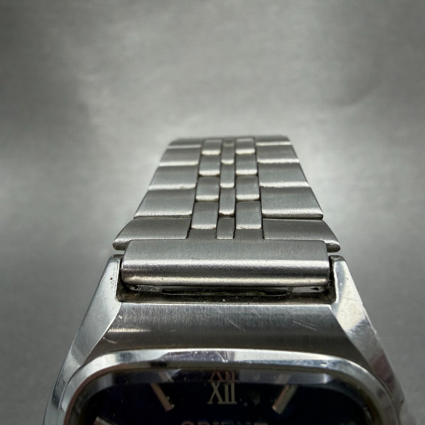 Orient Watch Men 34mm Blue Dial Silver Tone Daydate 049108-40 New Battery VTG4