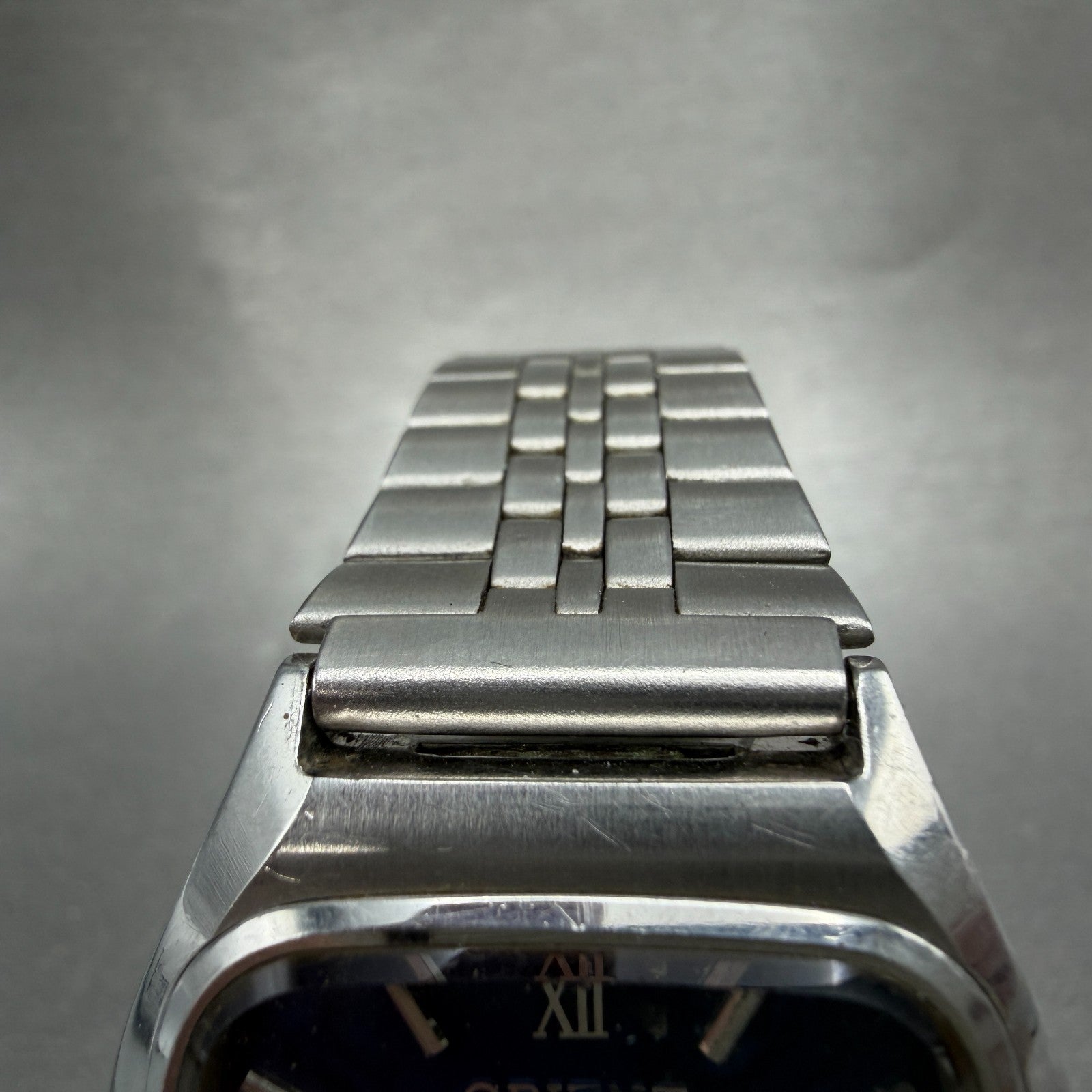 Orient Watch Men 34mm Blue Dial Silver Tone Daydate 049108-40 New Battery VTG4