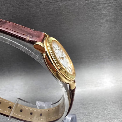 Seiko Lespoir Watch Women 25mm White Dial Gold Tone Round 1F20-0F80 New Battery3