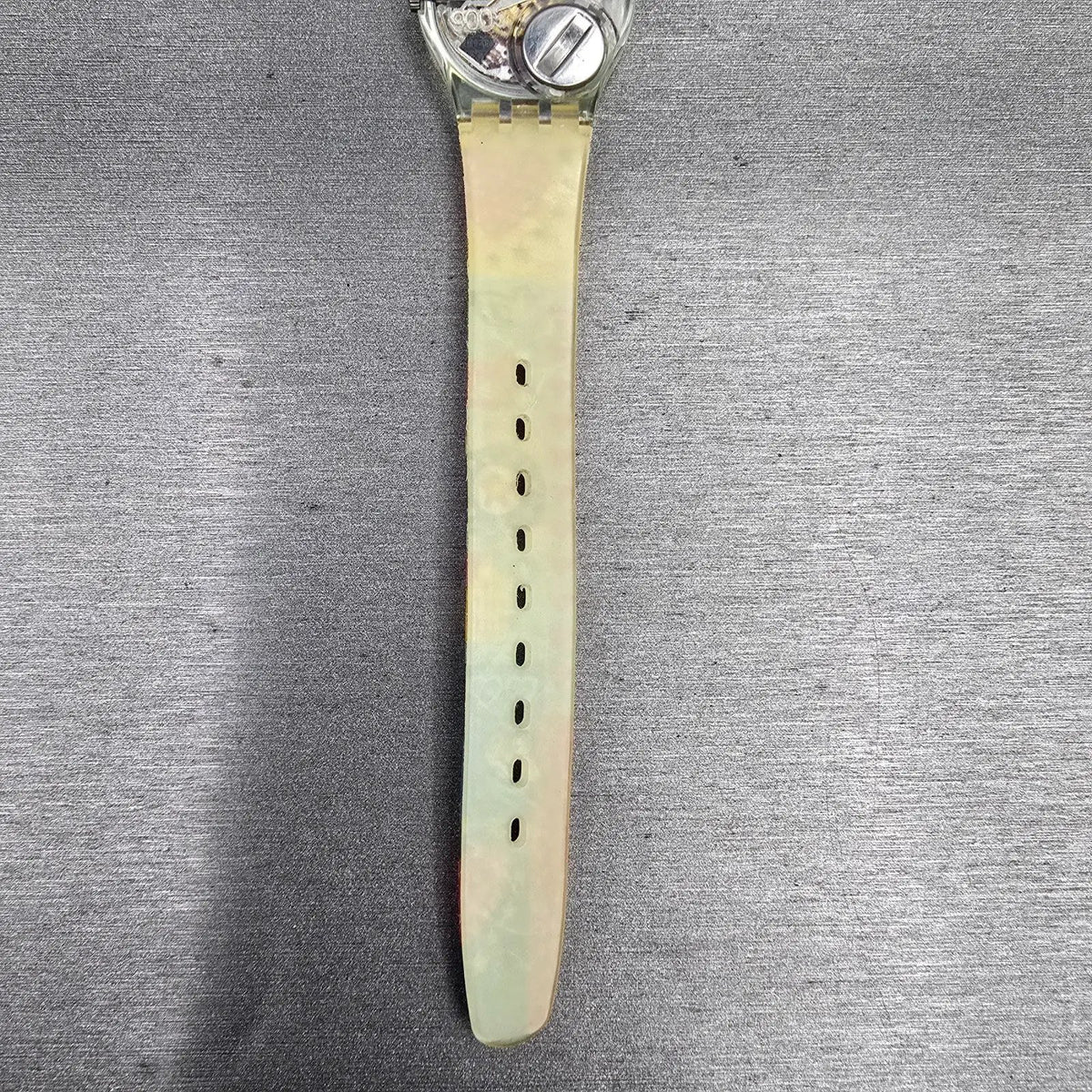 Swatch Kid's Patchwork Watch Women 25mm Silver Dial Clear Case LN141 New Battery10
