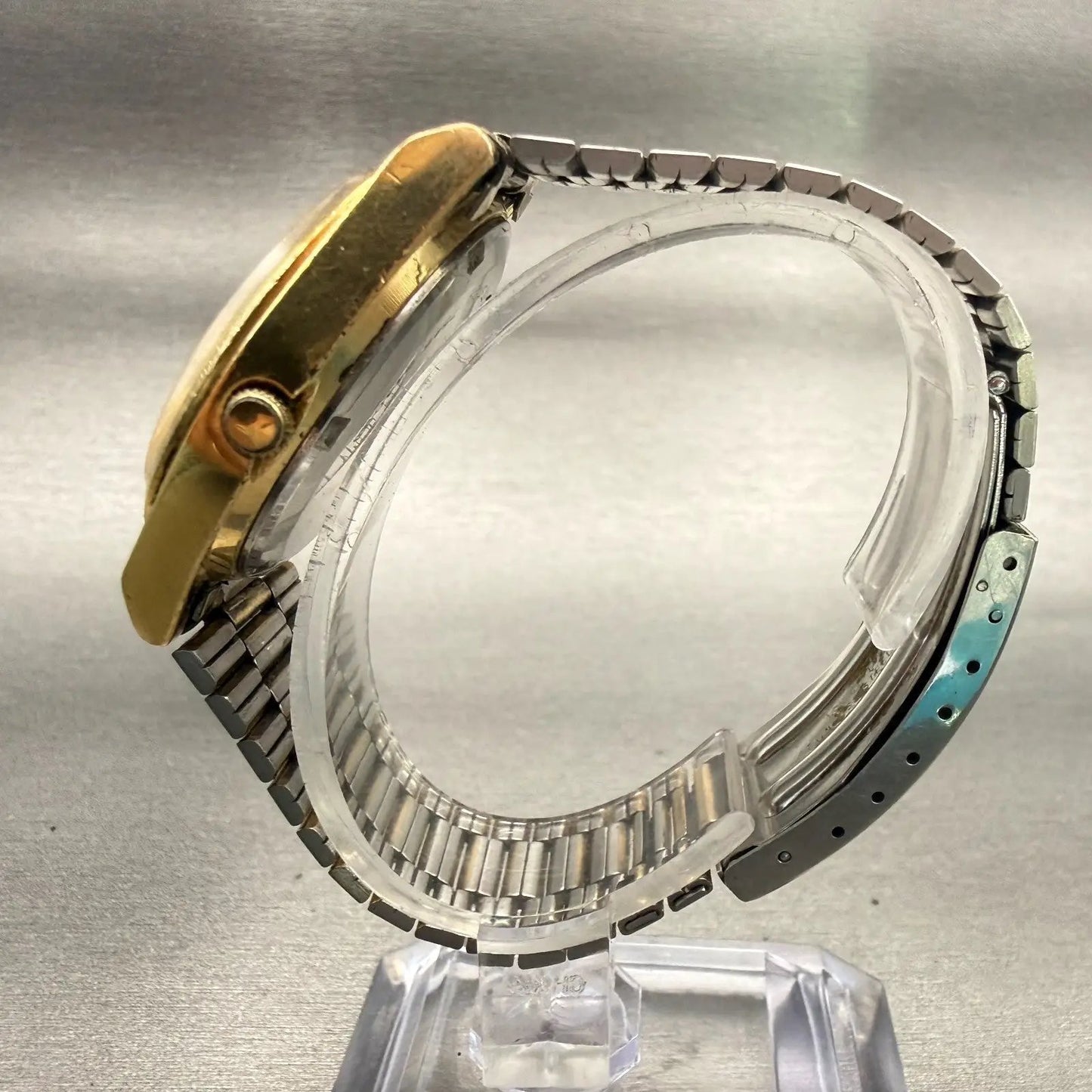 Seiko SQ Watch Men 35mm Gold Dial Gold Tone Daydate Round 7546-8440 New Battery6