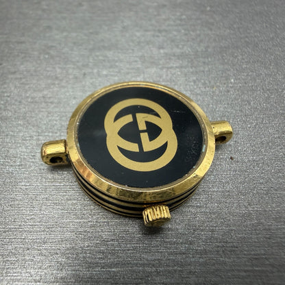 Gucci 2000L Watch Women 21mm Black Dial Gold Plated Round Vintage PARTS10