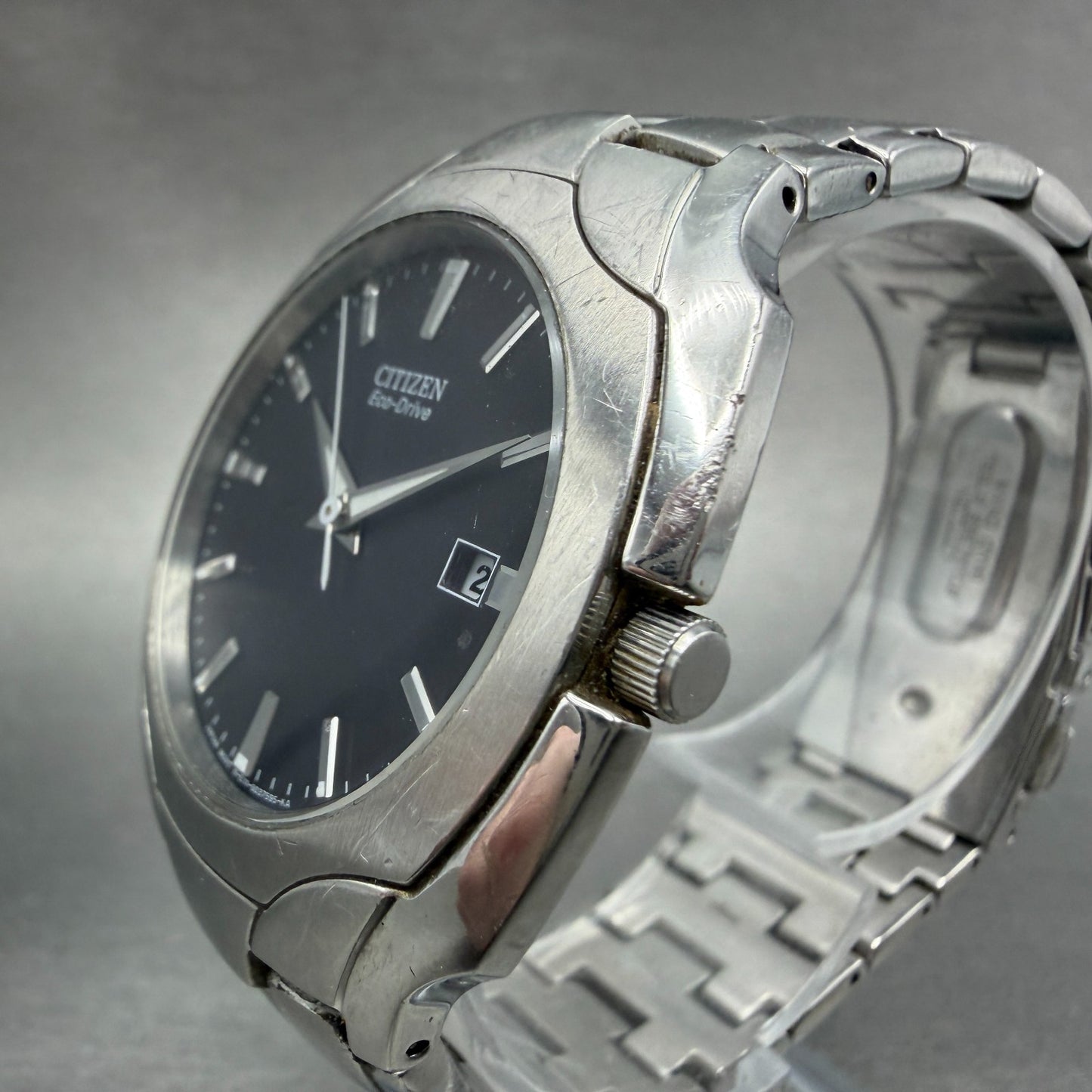 Citizen Eco-Drive Watch Men 38mm Gray Dial Silver Tone Date Round E111-S0222402